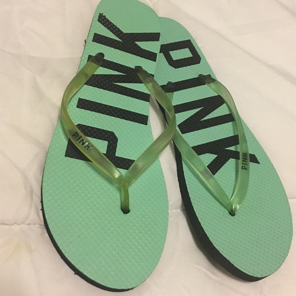 mint green flip flops